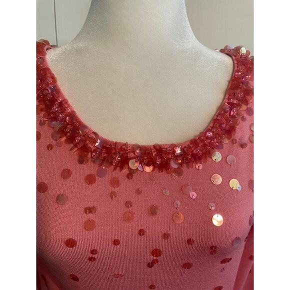 Talbots‎ Size Medium Silk Blend Sweater Pink with Sequins Long Sleeve - Picture 2 of 5